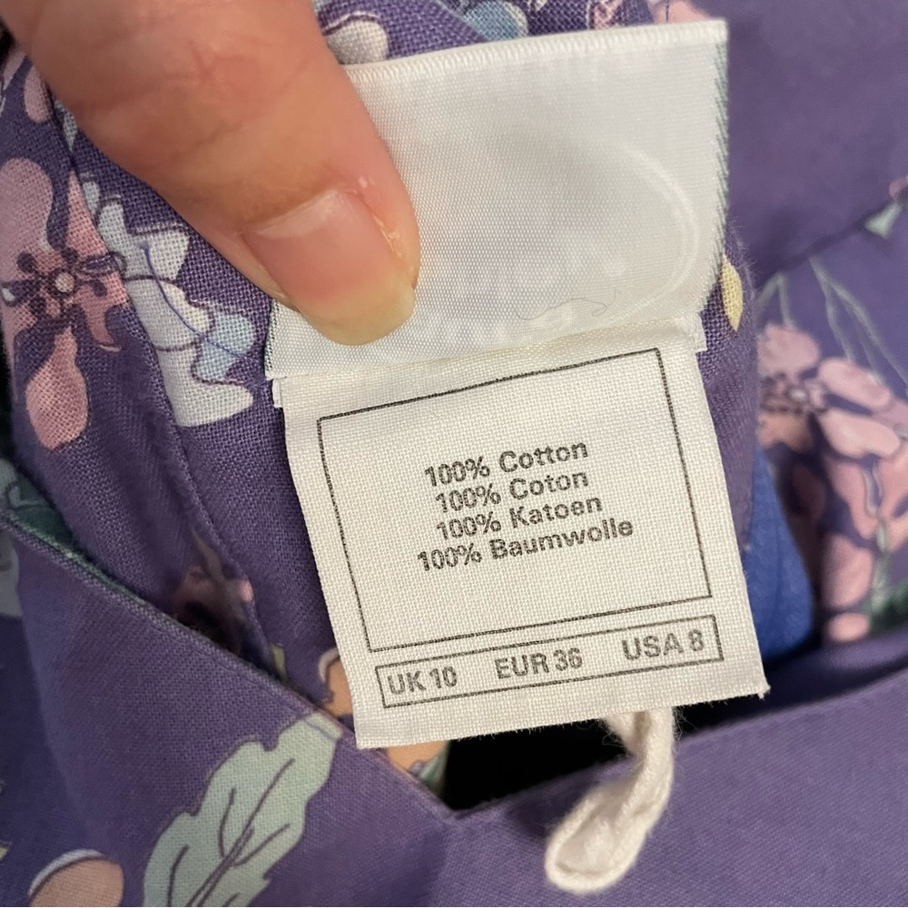 LAURA ASHLEY Vintage Lavender Floral Sweetheart Fit & Flare Dress US 8/UK 10 - Picture 9 of 11